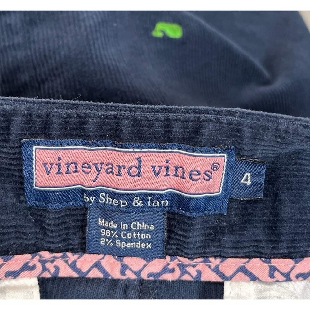 Vineyard Vines Skirt Womens Sz 4 Navy Blue Corduroy Embroidered Whales Preppy - Picture 5 of 7